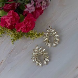 Zara Gold tone dangle crystal stud earrings NEW